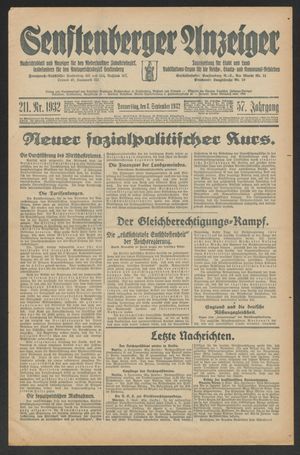 Senftenberger Anzeiger vom 08.09.1932
