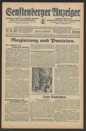 Senftenberger Anzeiger vom 09.09.1932