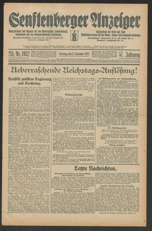 Senftenberger Anzeiger vom 13.09.1932