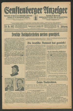 Senftenberger Anzeiger vom 17.09.1932