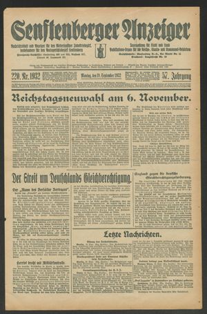 Senftenberger Anzeiger vom 19.09.1932
