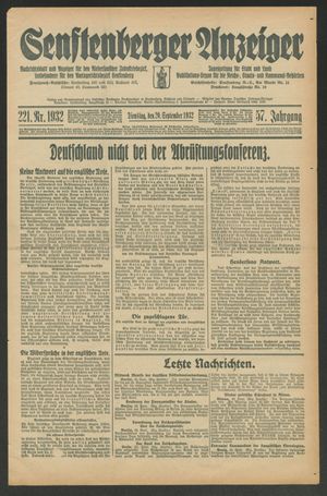 Senftenberger Anzeiger vom 20.09.1932