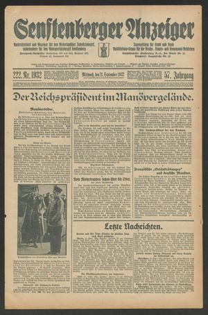 Senftenberger Anzeiger vom 21.09.1932