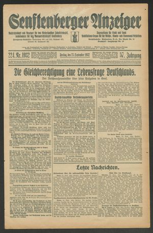 Senftenberger Anzeiger vom 23.09.1932