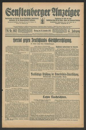 Senftenberger Anzeiger vom 26.09.1932