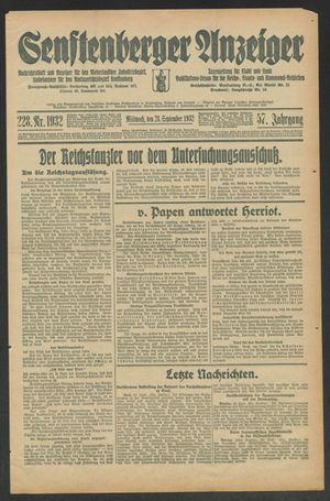 Senftenberger Anzeiger vom 28.09.1932