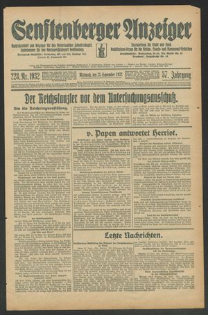 Senftenberger Anzeiger vom 28.09.1932