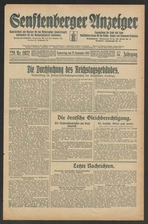 Senftenberger Anzeiger vom 29.09.1932