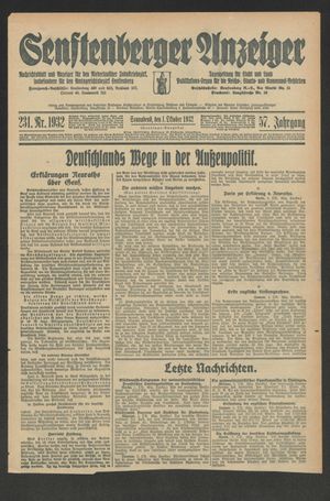 Senftenberger Anzeiger vom 01.10.1932