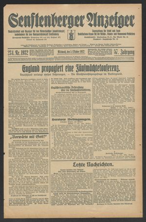 Senftenberger Anzeiger vom 05.10.1932