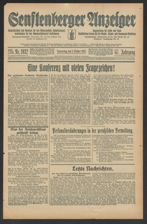 Senftenberger Anzeiger vom 06.10.1932