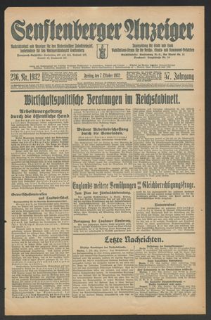 Senftenberger Anzeiger vom 07.10.1932