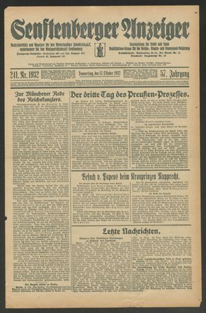 Senftenberger Anzeiger vom 13.10.1932