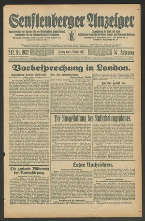 Senftenberger Anzeiger vom 14.10.1932