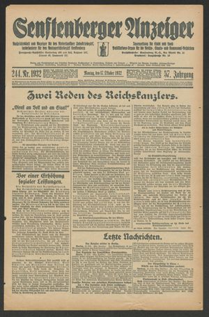 Senftenberger Anzeiger vom 17.10.1932