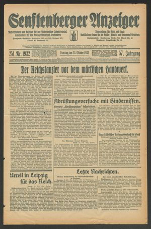 Senftenberger Anzeiger vom 25.10.1932