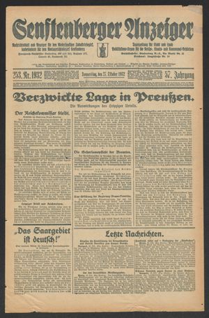 Senftenberger Anzeiger vom 27.10.1932