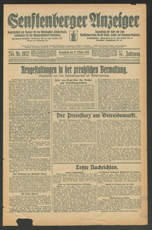 Senftenberger Anzeiger vom 29.10.1932