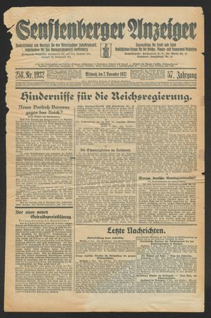 Senftenberger Anzeiger vom 02.11.1932