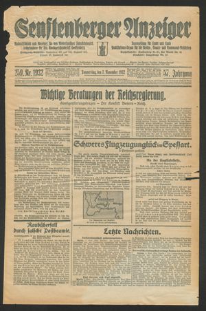 Senftenberger Anzeiger vom 03.11.1932