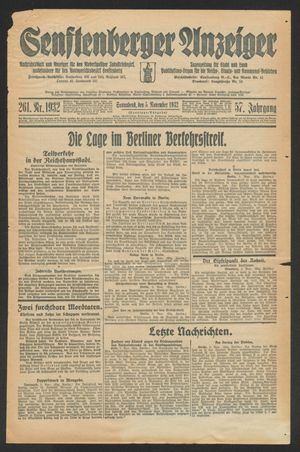 Senftenberger Anzeiger vom 05.11.1932