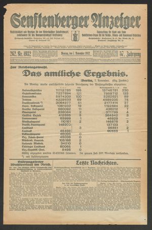 Senftenberger Anzeiger vom 07.11.1932