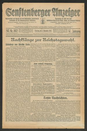 Senftenberger Anzeiger vom 08.11.1932