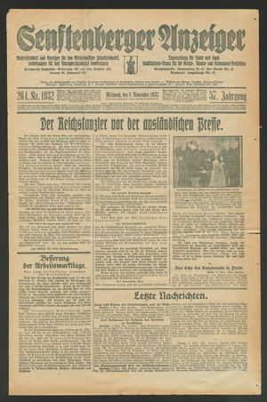 Senftenberger Anzeiger vom 09.11.1932