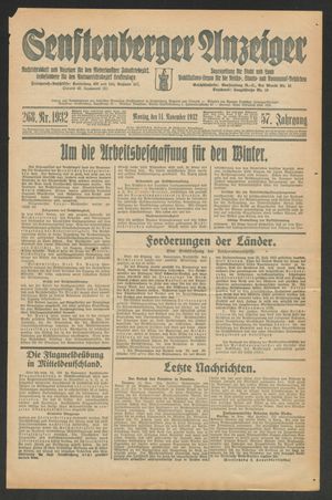 Senftenberger Anzeiger vom 14.11.1932