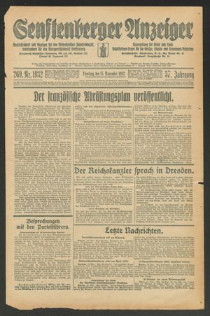 Senftenberger Anzeiger vom 15.11.1932