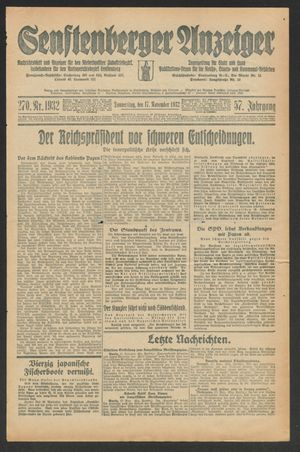 Senftenberger Anzeiger vom 17.11.1932