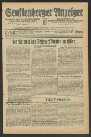 Senftenberger Anzeiger vom 23.11.1932