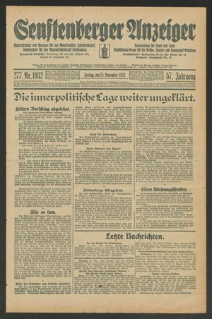 Senftenberger Anzeiger vom 25.11.1932