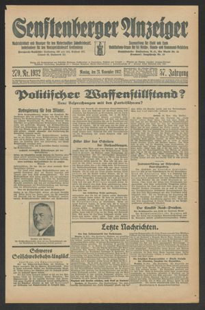 Senftenberger Anzeiger vom 28.11.1932