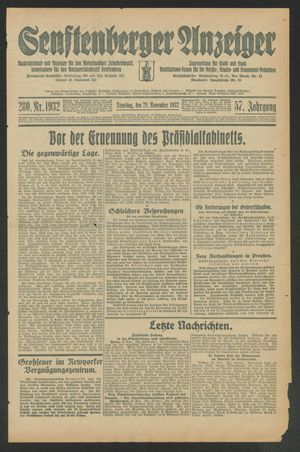 Senftenberger Anzeiger vom 29.11.1932