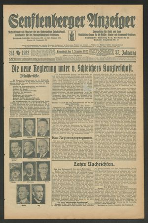 Senftenberger Anzeiger vom 03.12.1932
