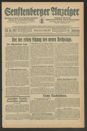 Senftenberger Anzeiger vom 06.12.1932