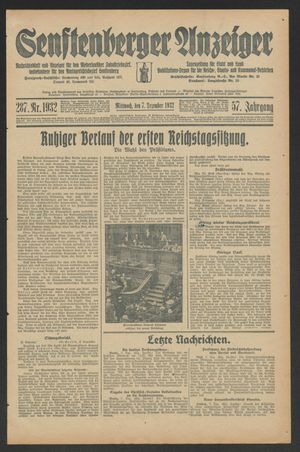 Senftenberger Anzeiger vom 07.12.1932