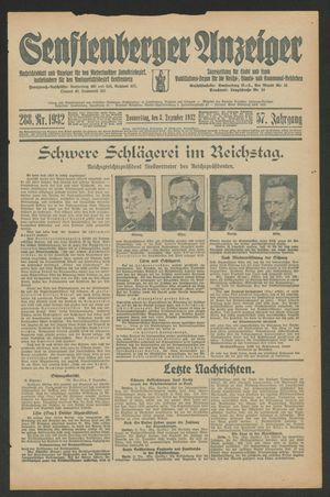Senftenberger Anzeiger vom 08.12.1932