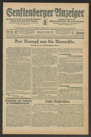 Senftenberger Anzeiger vom 09.12.1932