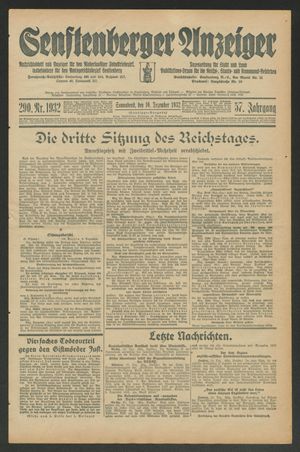 Senftenberger Anzeiger vom 10.12.1932