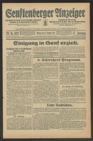 Senftenberger Anzeiger vom 12.12.1932