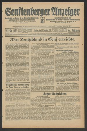 Senftenberger Anzeiger vom 13.12.1932
