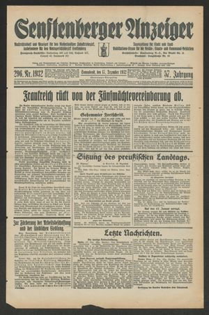 Senftenberger Anzeiger vom 17.12.1932