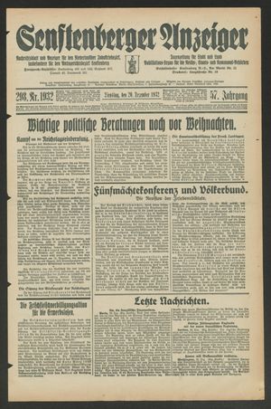 Senftenberger Anzeiger on Dec 20, 1932