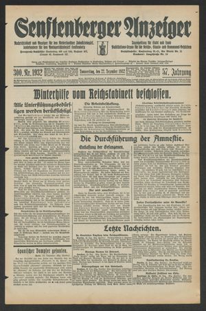 Senftenberger Anzeiger vom 22.12.1932