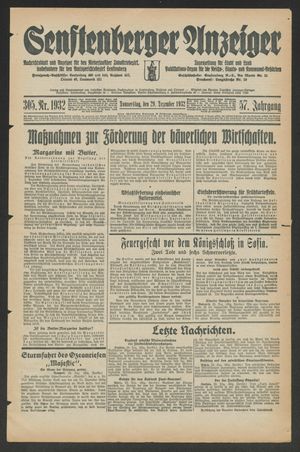 Senftenberger Anzeiger vom 29.12.1932