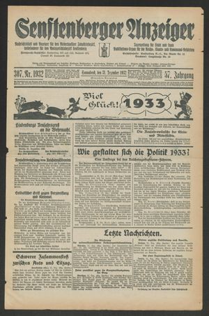 Senftenberger Anzeiger vom 31.12.1932