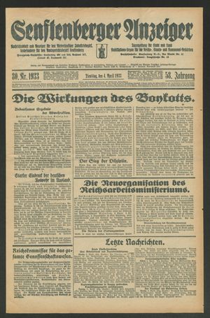 Senftenberger Anzeiger on Apr 4, 1933