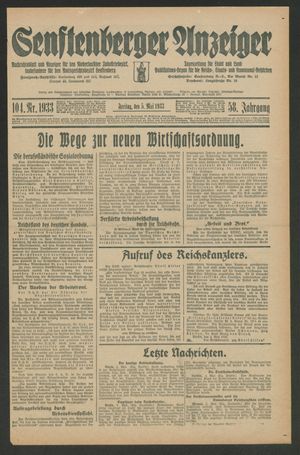 Senftenberger Anzeiger vom 05.05.1933